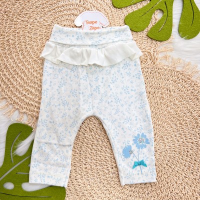 Kit 3 Calças - Flores com Paetê - Branco, Off White e Areia